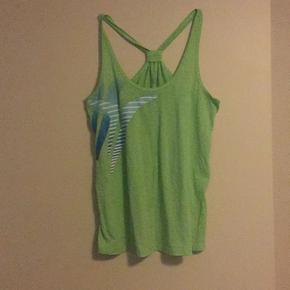 Green tank with blue design